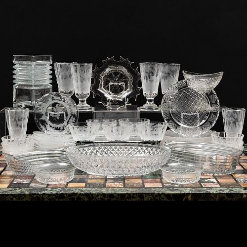 Assembled Set of Etched and Cut Glassware
