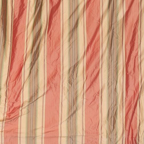 Pair of Striped Silk Curtains and a Matching Valance