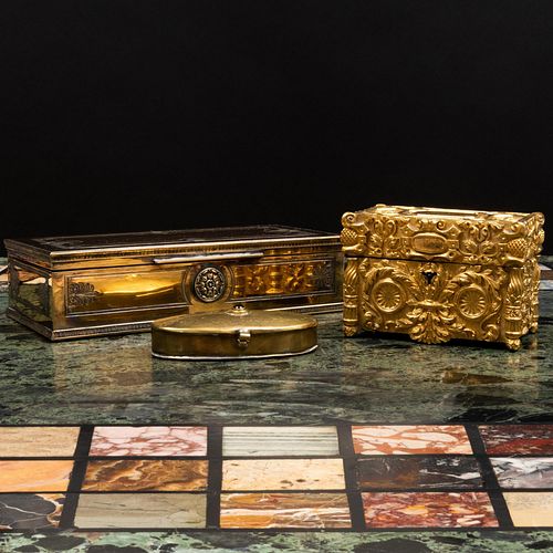 Three Continental Gilt-Metal Table Boxes