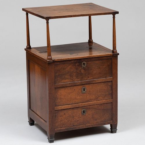 French Provincial Faded Mahogany Bedside Table