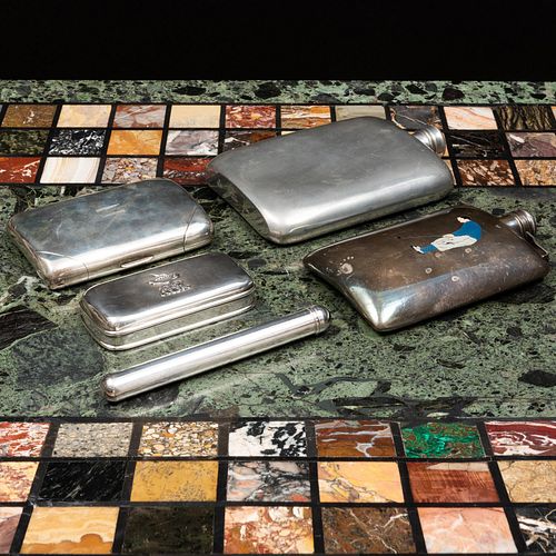 Group of Flasks and Smoking Accessories