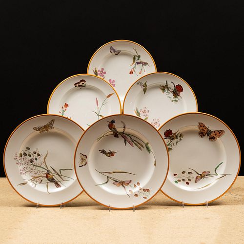 Wedgwood Porcelain Part Service Decorated with Birds, Insects and Flowers