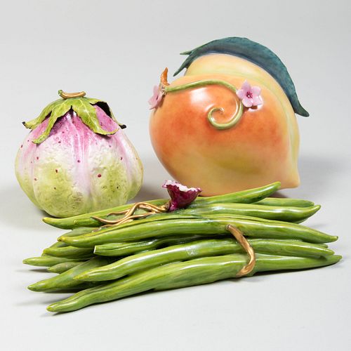 Three Katherine Houston Porcelain Models of Fruit and Vegetables