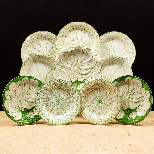Assembled Set of Wedgwood and Other Leaf Decorated Dishes