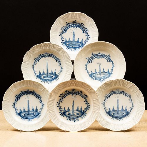 Ten Chantilly Porcelain Plates in the 'Jet D'Eau' Pattern