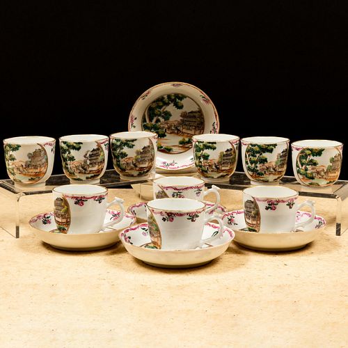 Set of Ten Chinese Export Style Porcelain Coffee Cups and Saucers