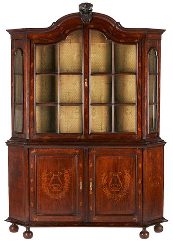 Continental Marquetry Bookcase or Display Cabinet