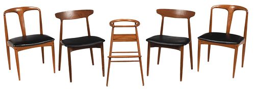 Four Danish Modern Chairs and High Chair