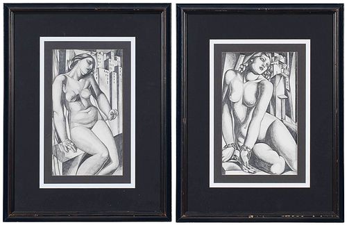 Two Drawings After Tamara de Lempicka 