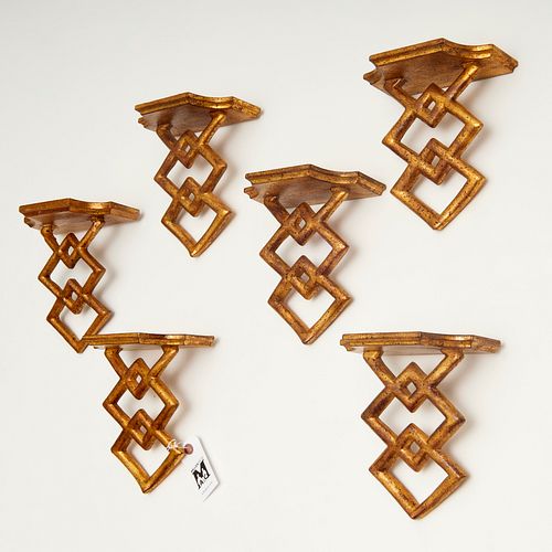 Set (6) Italian Modernist giltwood wall brackets