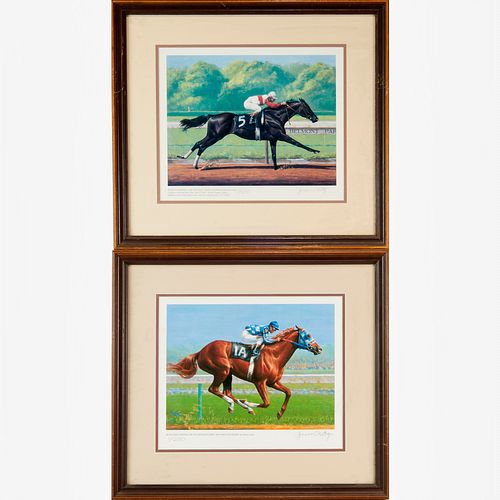 Jenness Cortez, pair signed racehorse prints