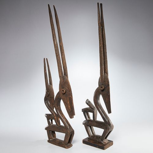 Bambara Peoples, (2) Chiwara antelope figures