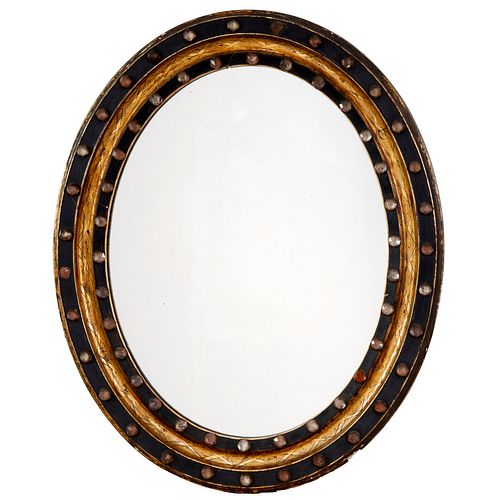 Irish Regency ebonized and jeweled mirror