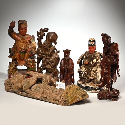 (6) antique Asian & Southeast Asian carved figures