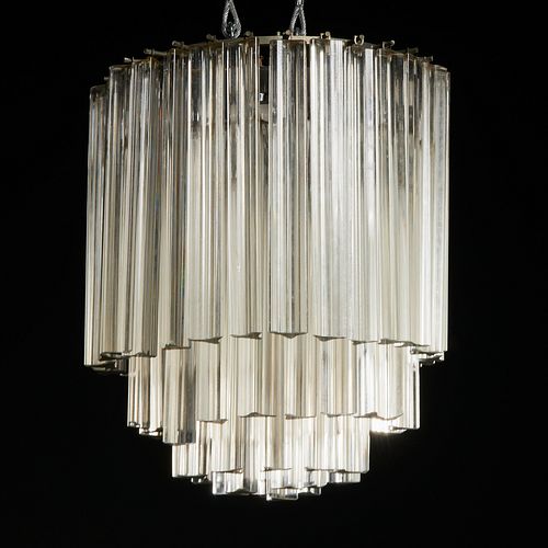 Venini style chrome and glass chandelier