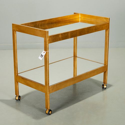 Contemporary gold leaf and mirror bar cart