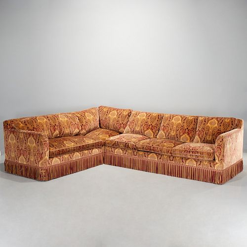 Custom designer paisley velvet sectional sofa
