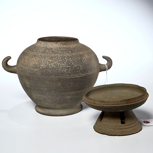 Korean Silla Kingdom gray ware pottery jar