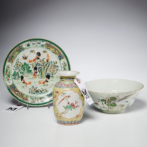 Group (3) Chinese famille vert porcelains