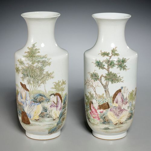 Nice pair Chinese famille rose vases