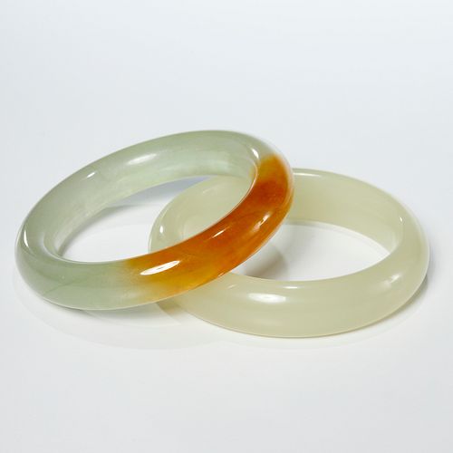 (2) Chinese jade bangle bracelets
