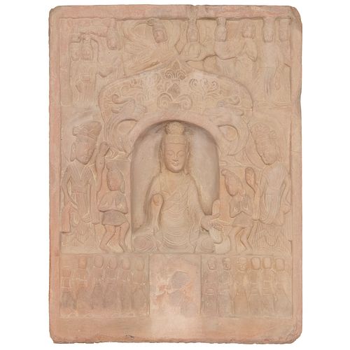 Chinese carved stone Buddhist stele