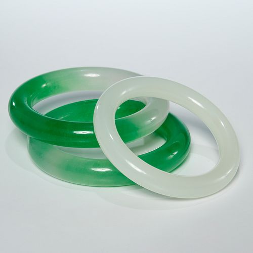 (3) Chinese jade bangle bracelets