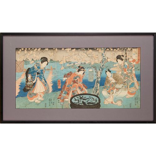 Utagawa Kuniyoshi, triptych woodblock print, 1850