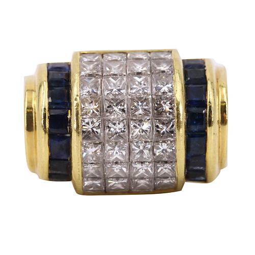 Christopher 18k Gold Ring with Diamonds & Sapphires