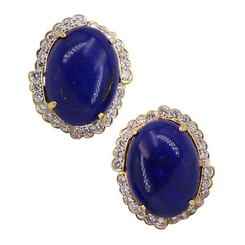 Lapis Lazuli & Diamonds 18k Gold Earrings