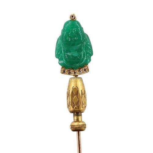 Emerald & 18k Gold Budha Jabot