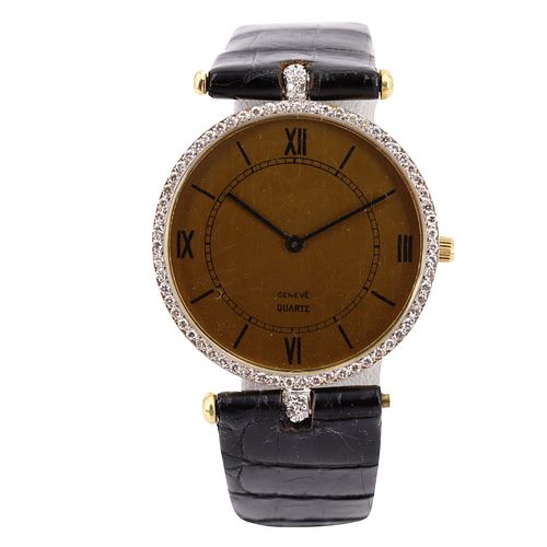 Geneve 18k Gold Quartz wrist watch with Diamonds