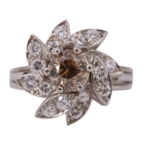 Brown Diamond Platinum  Engagement Ring 