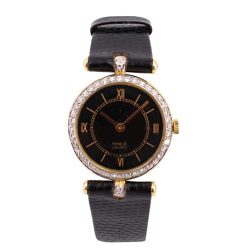 Geneve 18k Gold Quartz Round wrist watch