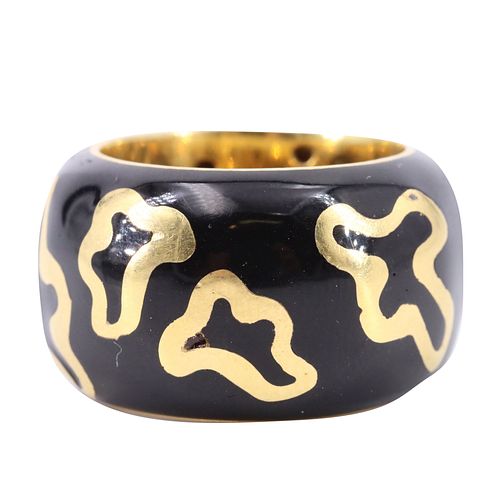 Italian 18k Gold Ring with Onyx