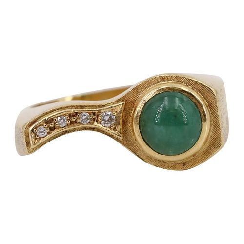 Burle Marx Chalcedony & Diamonds 18k Gold Ring