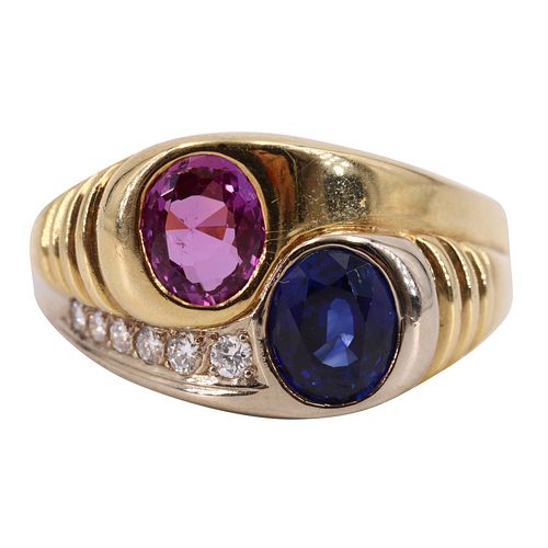 Ruby & Sapphire Diamonds 18k Gold Ring