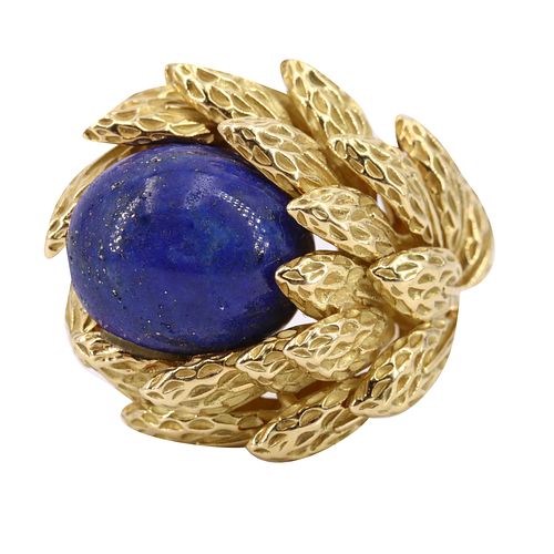 Fingermate 14k Gold Expandable Ring with Lapis lazuli