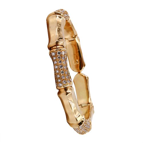 Bamboo Cuff in 18k Gold with Diamonds
