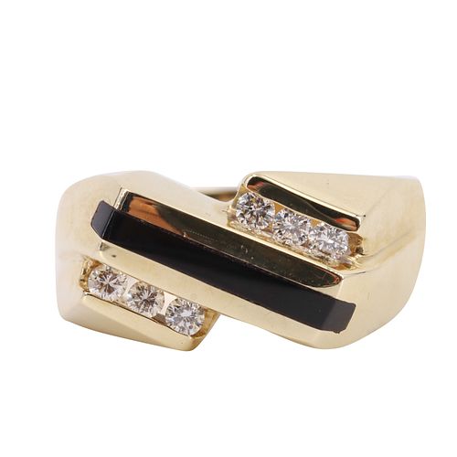 Onyx & Diamonds 14k Gold Ring