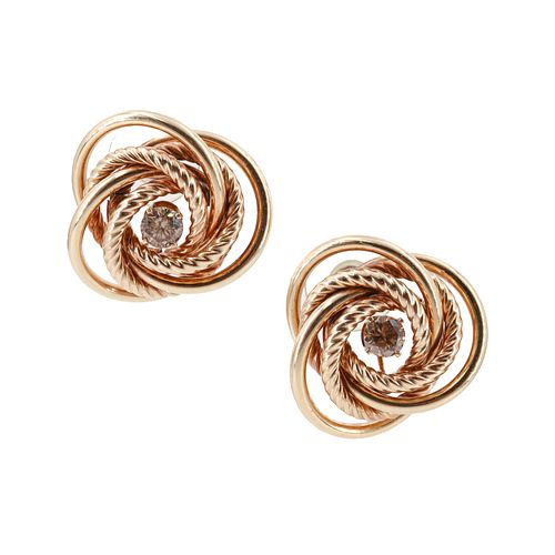 1.0 Cts Diamonds 14k Gold Knot Earrings