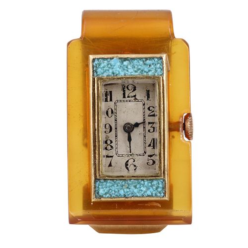 Rare Art Deco 18k Gold Clip Watch