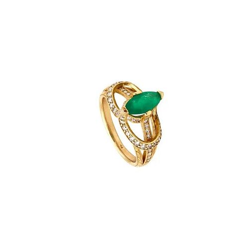 Cockail Ring in 18k gold with 2.07 Cts Diamonds & emerald