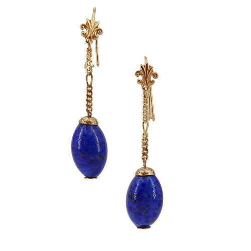 Lapis Lazuli 14k Gold Hanging Earrings