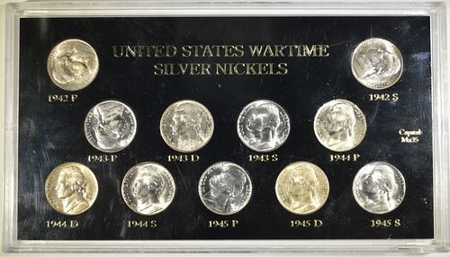 1942-45 WAR NICKEL SET 11 COINS  BU