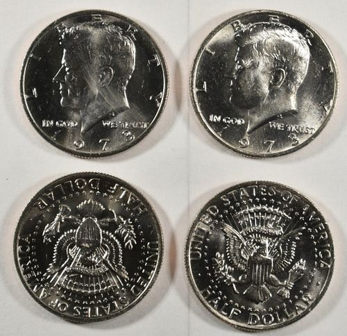 4 BU ROLLS KENNEDY HALF DOLLARS  1972-P,D, 73-P,D