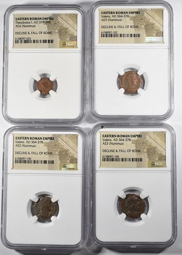 LOT OF 4 ANCIENT COINS IN NGC HOLDERS: