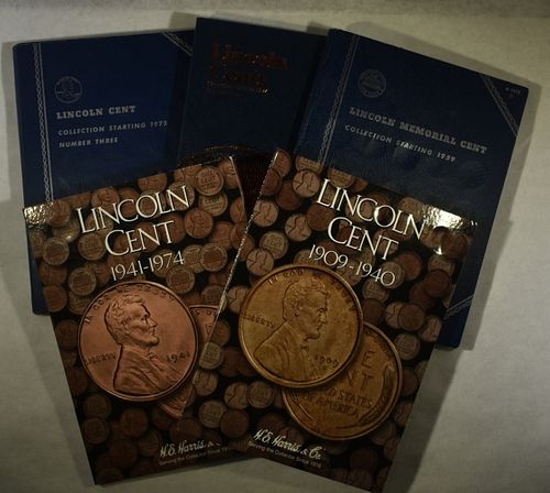 5 LINCOLN CENT ALBUMS  1909-2013    382 COINS