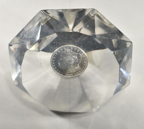 1880-S UNC MORGAN DOLLAR IN ACRYLIC DIAMOND