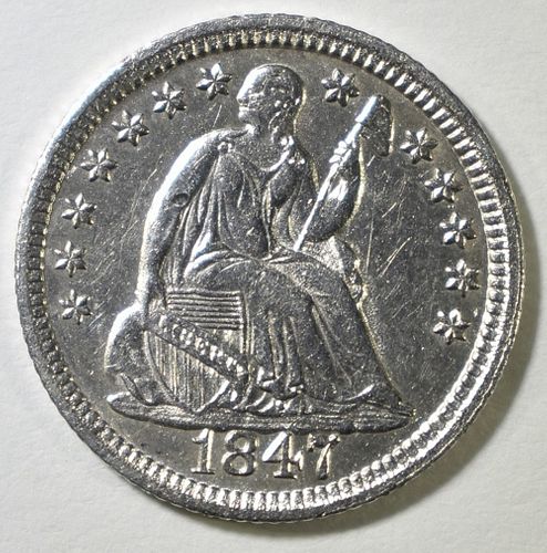 1847 SEATED LIBERTY HALF DIME  AU/BU